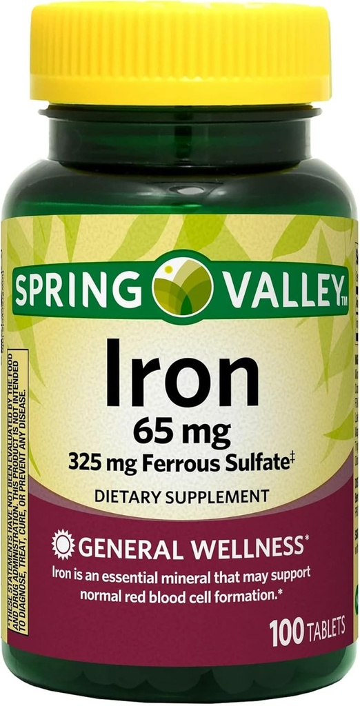 Spring Valley - Iron 65 mg, 100 tablettia