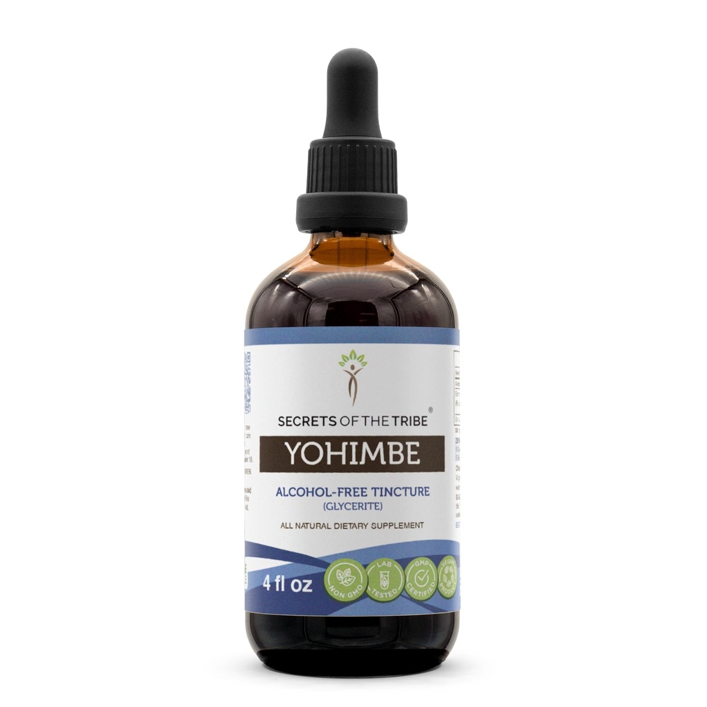 Heimo Yohimben alkoholittoman nesteuutteen salaisuudet, Wildcrafted Pausinystalia johimbe Kuivattu Bark (4 FL OZ)
