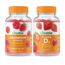 Livlig magnesium + Vitamin D 5000 IE, Gummies Bundle - Stor smak, vitamintillskott, Glutenfri, GMO Gratis, Chewable Gummy