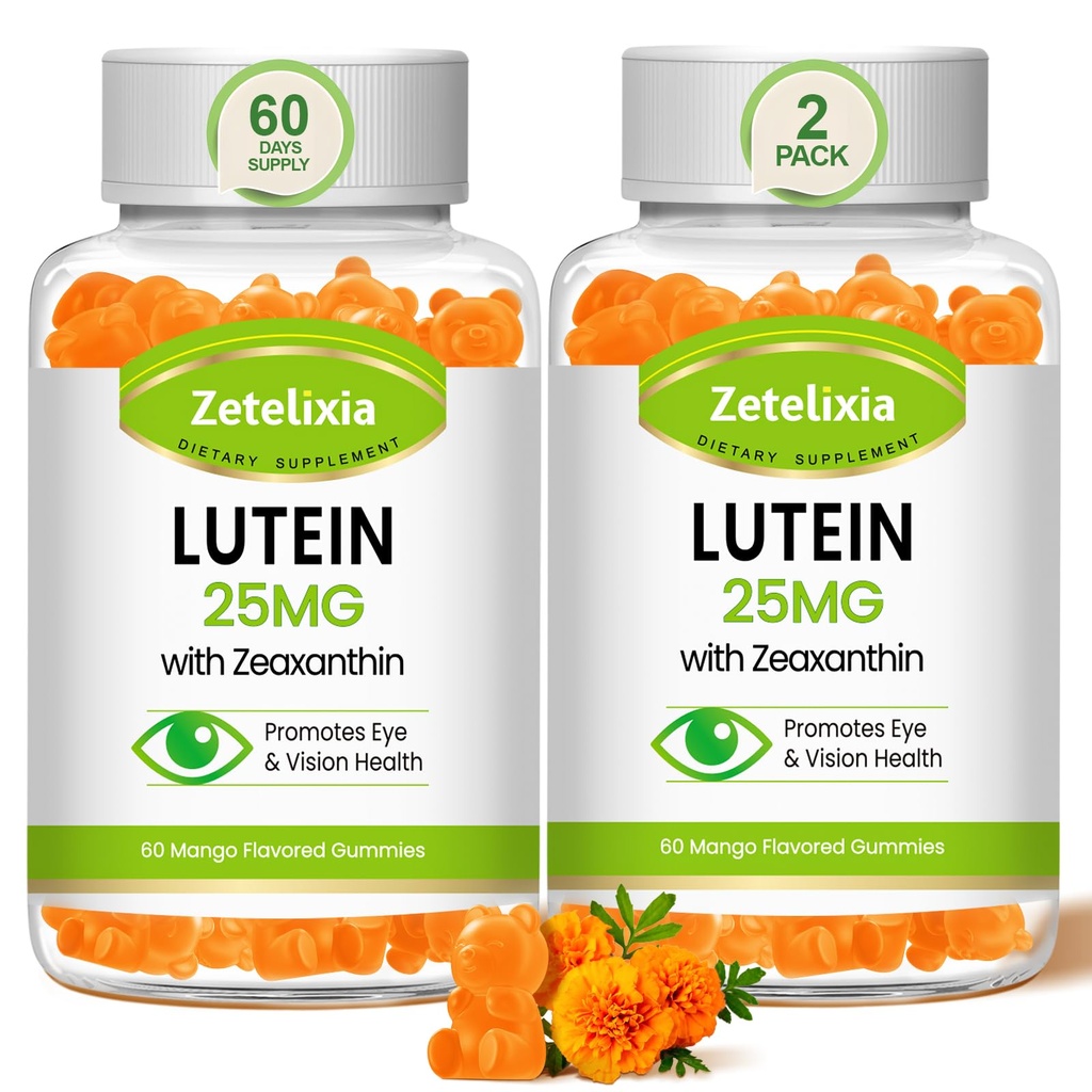 Lutein Gummies 25mg - Eye Vitamiineja Lutein & Zeaksantiini silmän terveys täydentää aikuisille,Sokeri vapaa silmien terveys Gummies täydentää - Tuki Vision,Macular, sininen valosuodatin (120 Count)