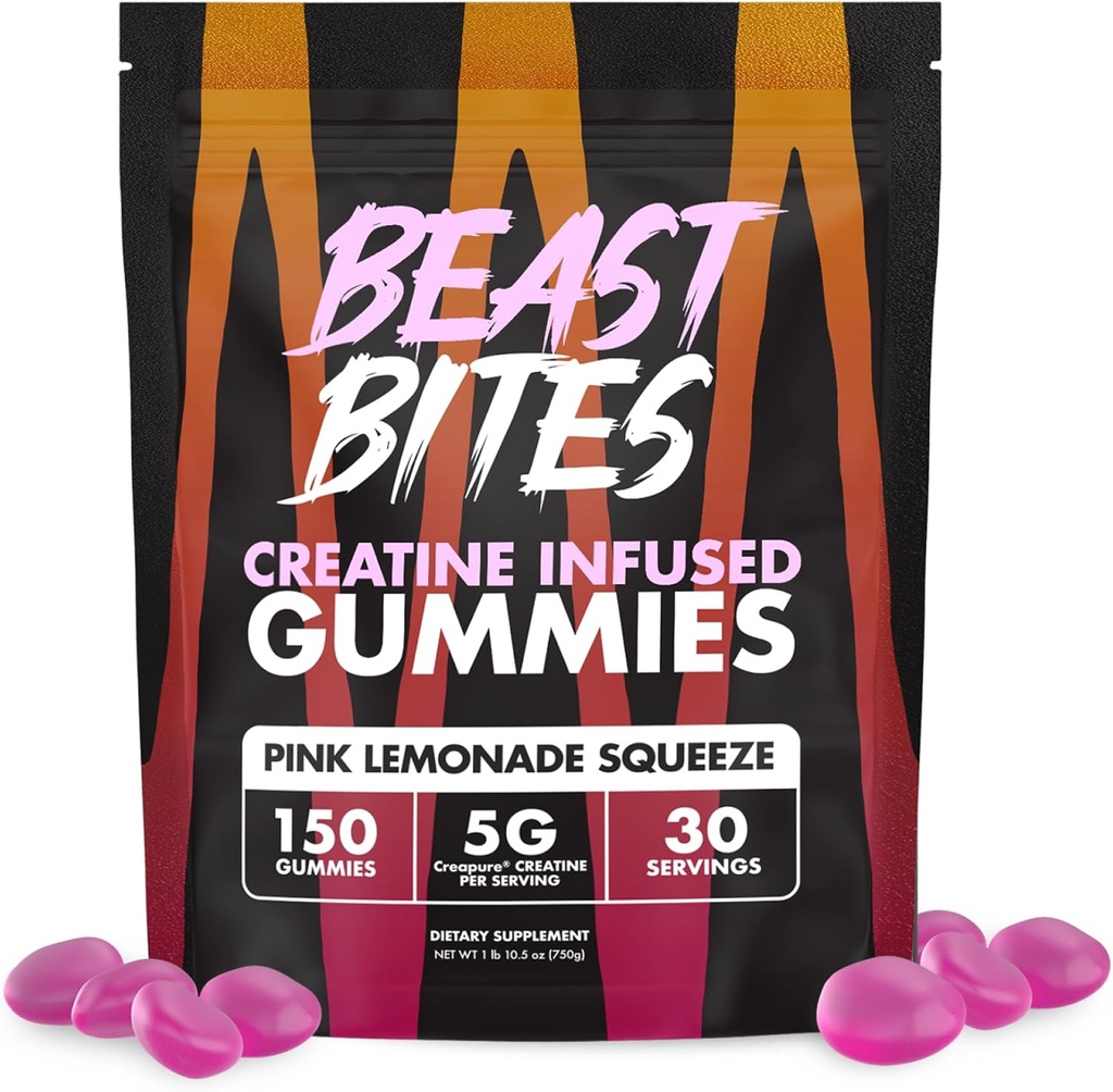 BEAST BITES - Creatine infused Gummies - 5g Creapure Creatiini Monohydraatti per Serving - NSF Certified for Sport - 30 Palvelimet