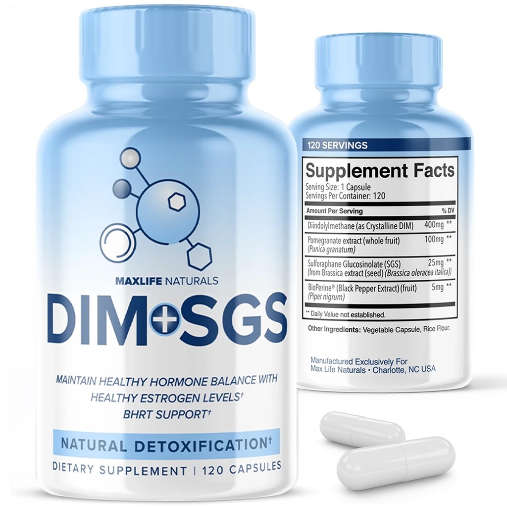 MaxLife Naturals DIM SGS 120 Capsules Hormone Balance Support Made in USA