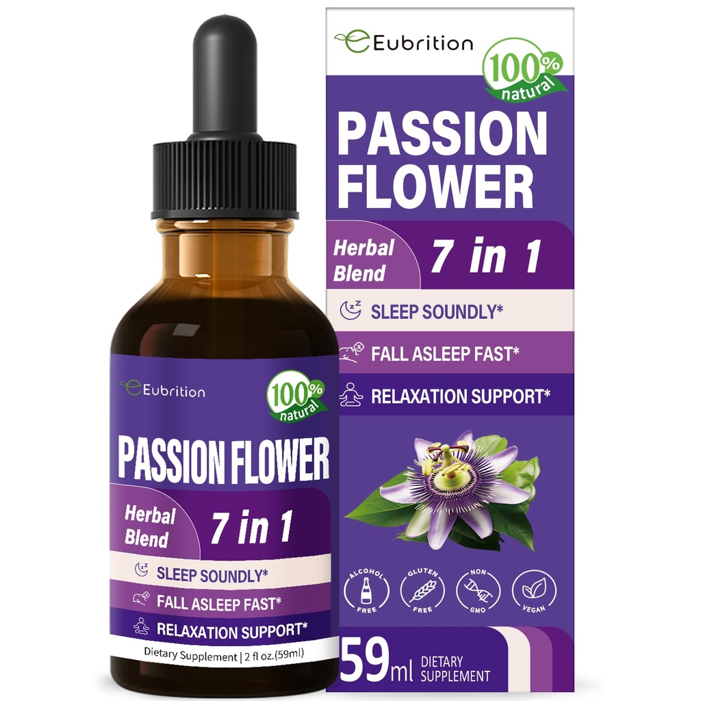 Intohimo Flower Liquid Drops for Sleep Support, Luonnollinen kasviperäisten Formula Valerian juuri kamomilla Extract Tuki Sleep Soundly & Rentoutumista. Korkea hyötyosuus täydennysosa.2oz