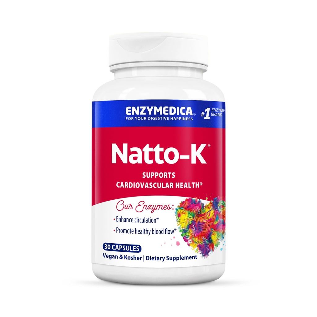 Enzymedica, Natto-K, Nattokinaasilisä, edistää sydämen terveyttä ja verenkiertoa, 30
