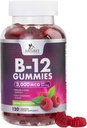 B12 Vitamiinit energia Gummies 3000 mcg - Extra Strength B 12 Gummy for Metabolia & Immunomy System Support - Pureskeltava ruokavalio B12 täydentää aikuisille & lapsille kofeiiniton gummy vitamiini - 120 Gummies