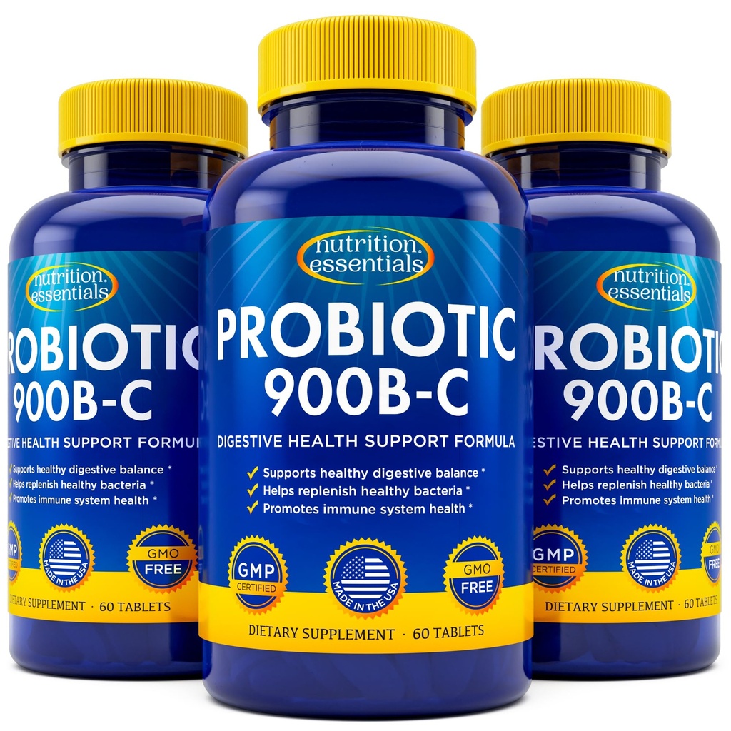 Nutrition Essentials Probiootit naisille ja miehille Natural Lactase Enzyme & Prebiotic Fiber for Digestive Health - 80prosenttia + vahvempi täydentää Gut Health Support - 3 luku 60 tablettia