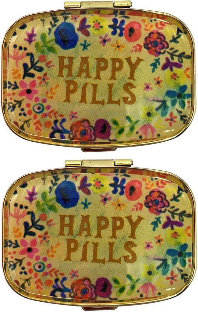 AmyZone Metal Pill Organizer Travel Friendly Portable Compact Pill Box Söpö pilleri tapauksessa pitää vitamiineja / Tylenolia / kalaöljyä / täyteaineita / tablet laukku / tasku [Hyvää pillereitä 2 kpl sisällä)