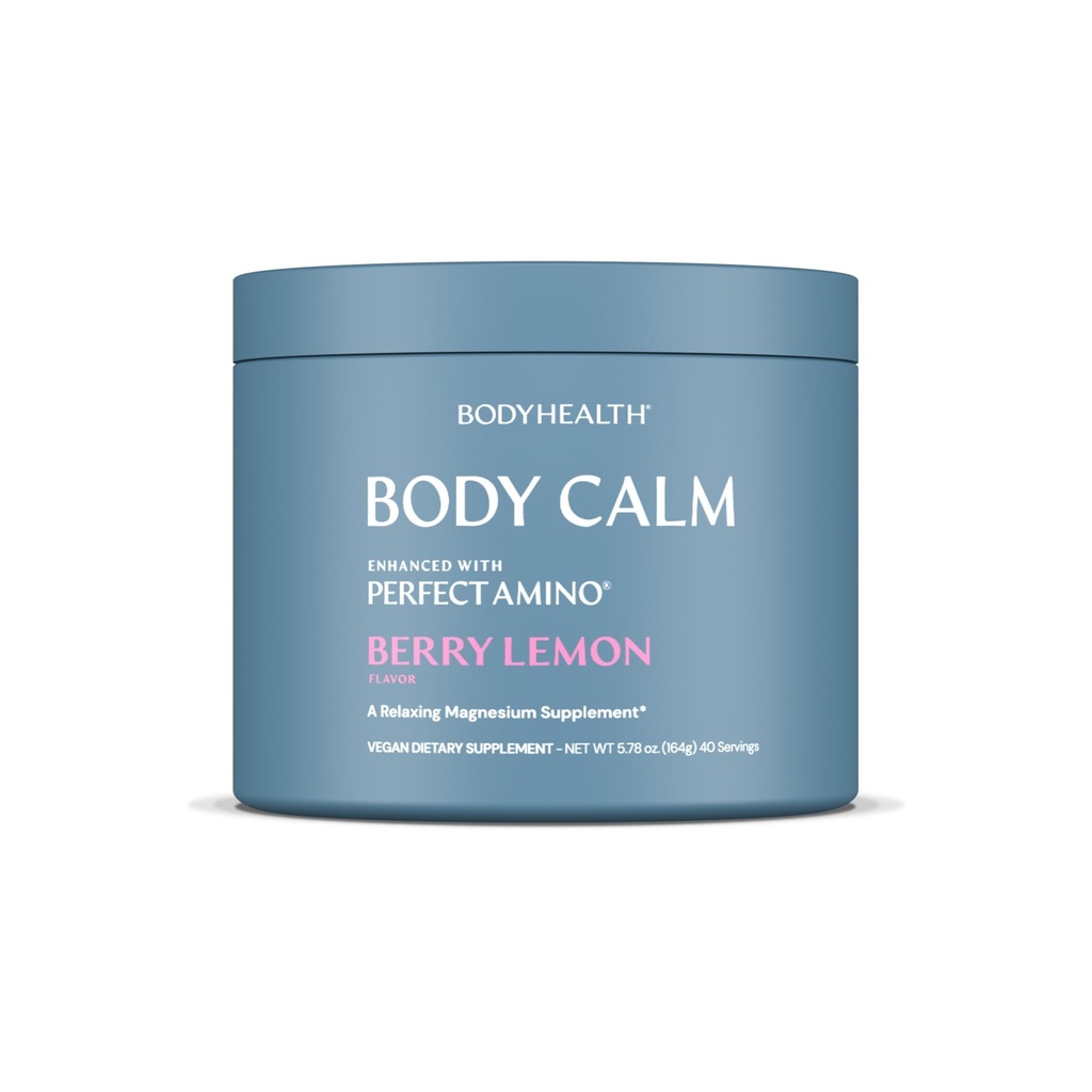 BodyHealth Body Calm Enhanced with PerfectAmino, High Absorption Magnesium Supplement for Miehet ja naiset, Magnesium Powder for Sleep, Berry Lemon (40 tarjoilua)