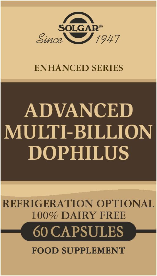 Solgar Advanced Multi-Billion Dophilus, 60 Vegetabiliska kapslar - Stöder hälsosam intestinal Flora - 5 miljarder mikroorganismer Per Servering - Gluten, Dairy, Lactose & Milk No - Vegetarian - 60 portioner
