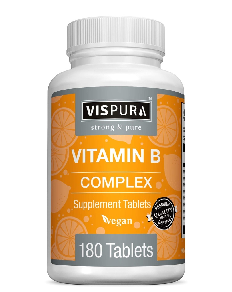 B-vitamiini, 180 vegaanitablettia, kaikki B-vitamiinit mukaan lukien B12, B1, B2, B3, B5, B6, B7, B9, Foolihappo, stressiin, energiaan ja terveeseen immuunijärjestelmään*, luonnollinen lisä ilman lisäaineita