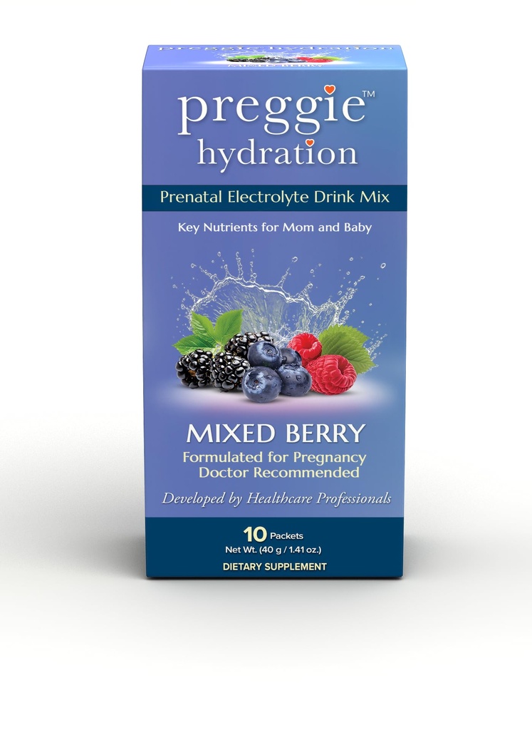 Tre Lollies Preggie Hydration Packets - Natural Hydration & Digestive Health Support för kvinnor under graviditeten - underlättar illamående och ersätter näringsämnen - Essentials för morgonsjuka - 10 Packets