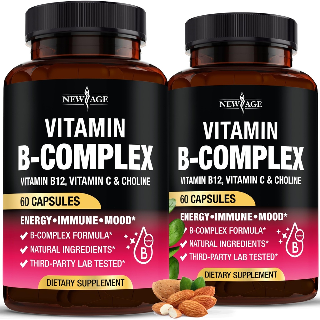 B-vitamiini Complex miesten ja naisten - valmistettu Yhdysvalloissa - B-komplex: B1, B2, B3, B5, B6, B7, B8, B9, B12-vitamiini C, Koliini, Inositol - energia, aivojen ja sydämen tuki täydentää - 120 Vegaani kapselit