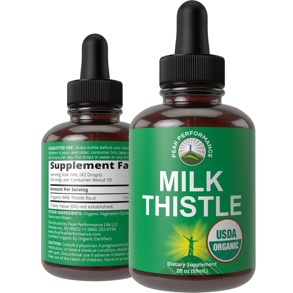 USDA Organic Milk Thistle Extract Vegan Liquid Drops. Maksa Detox Herbal Supplement. Nollasokeri, hyvä digestiolle ja Cleanselle. Pure Organic Milk Thistle Tincture täydentää naisten ja miesten
