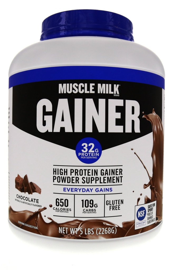 Muscle Milk Gainer Protein Powder, Chocolate, 32g Protein, 5 punta