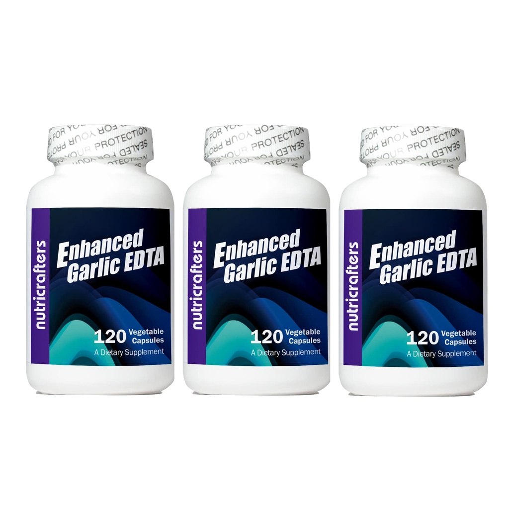 Tehostettu valkosipuli EDTA 120 kapselia - 3 pakkaus - 1000 mg korkea vahvuus Kalsium dinatrium EDTA Formula - Ei magnesium steraattia tai alumiinia sisältävät Zeoliitti - 1000 mg päivässä -3 pullot 120 kapselia