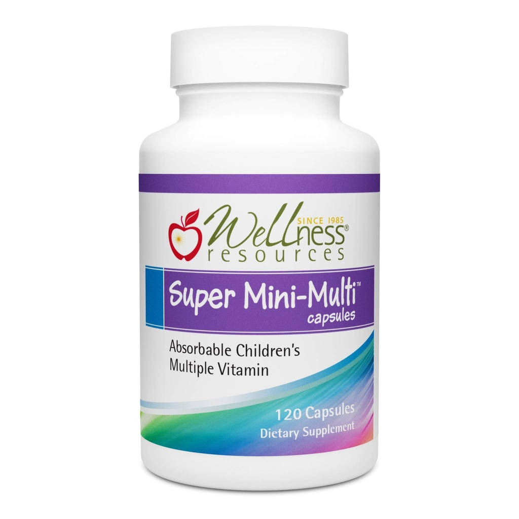 Super Mini-Multi - Children's Multivitamin Swallowable Capsules med Methyl Folate, Methyl B12 och Coenzyme B Vitaminer för tillväxt, fokus, hjärnhälsa (120 kapslar)
