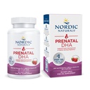 Nordic Naturals Prenatal DHA, Mansikka - 90 pehmeää geeliä - 830 mg Omega-3 + 400 IU D3-vitamiinia - ei-GMO - 45 tarjoilua