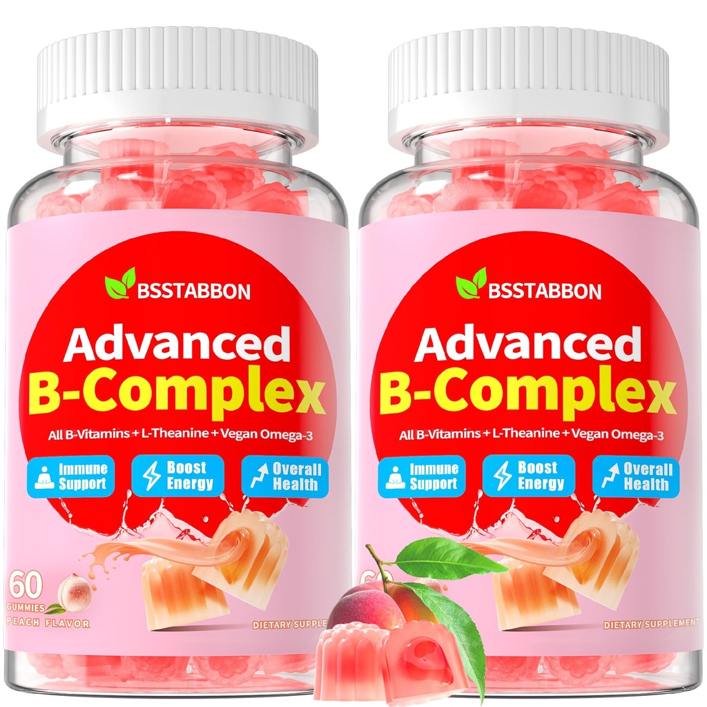Organic Methylated B-vitamiini Gummies: Natural Complex Supplement B1 B2 B5 B6 B7 B9 B12 Plus D3 Sinkki Magnesium Ashwagandha Omega3 - Energiatuki työtä Aikuiset naiset