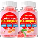 Organic Methylated B-vitamiini Gummies: Natural Complex Supplement B1 B2 B5 B6 B7 B9 B12 Plus D3 Sinkki Magnesium Ashwagandha Omega3 - Energiatuki työtä Aikuiset naiset