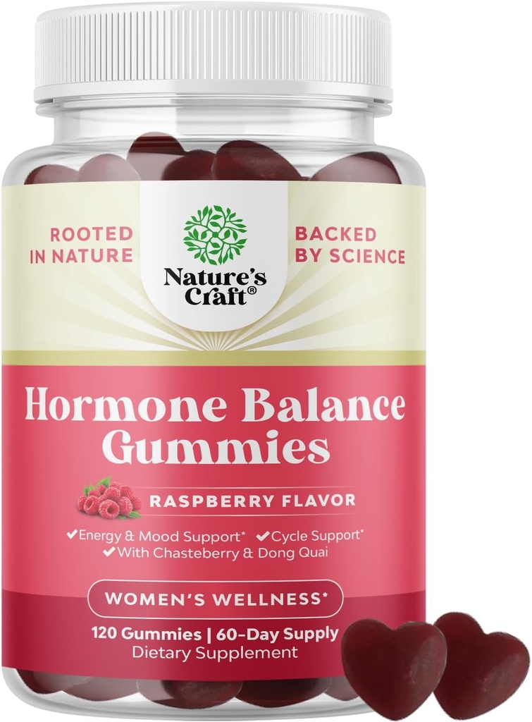 Hormoni Balance naisille Gummies of All Ages - PMS Tuki täydentää naisten tukea kuukautiskierron & Hormonaalinen tasapaino Menopause & Mood Swings kanssa B6-vitamiinia ja Dong Quai - 120 Chews