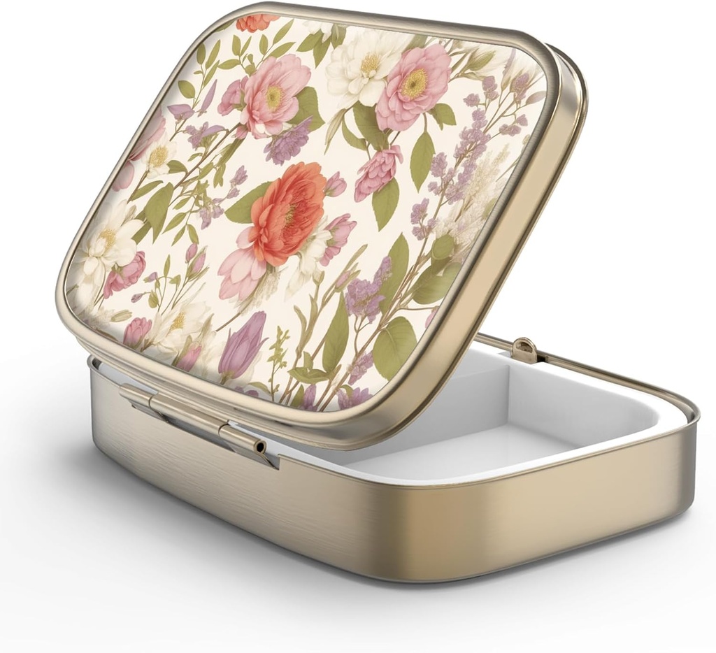 Pilleri tapauksessa pilleri laatikko Peili Retro 2 Osasto Pieni pilleri tapauksessa laukku tai Pocket Pronssi Suorakulmainen pilleri laatikko tai vitamiineja, kalaöljy, lisäravinteet, pilleri sisältää matkalahjat(Retro Punaiset kukat)