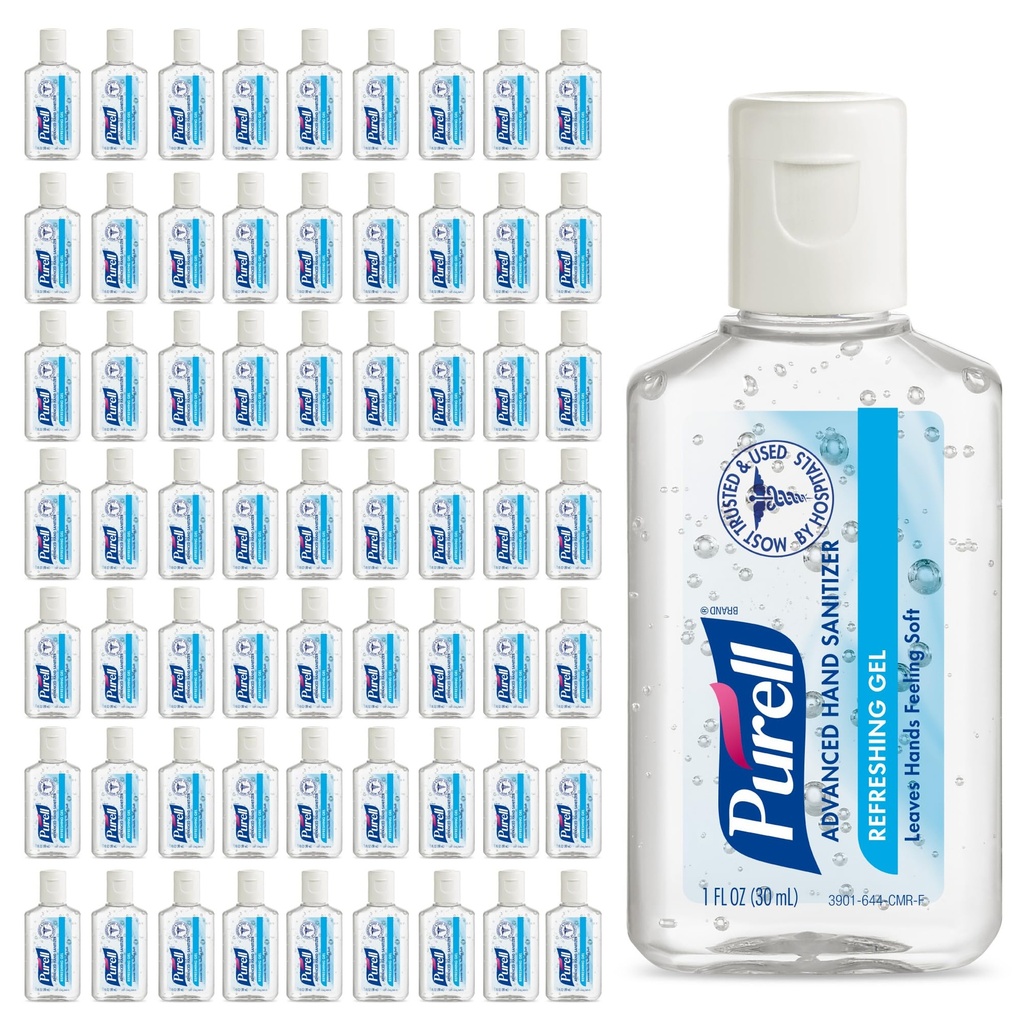 Purell Advanced Hand Sanitizer Virkistävä geeli, puhdas tuoksu, 1 fl oz Travel Koko flip-Cap pullo (Pakka 72) - 3901-72 CMR