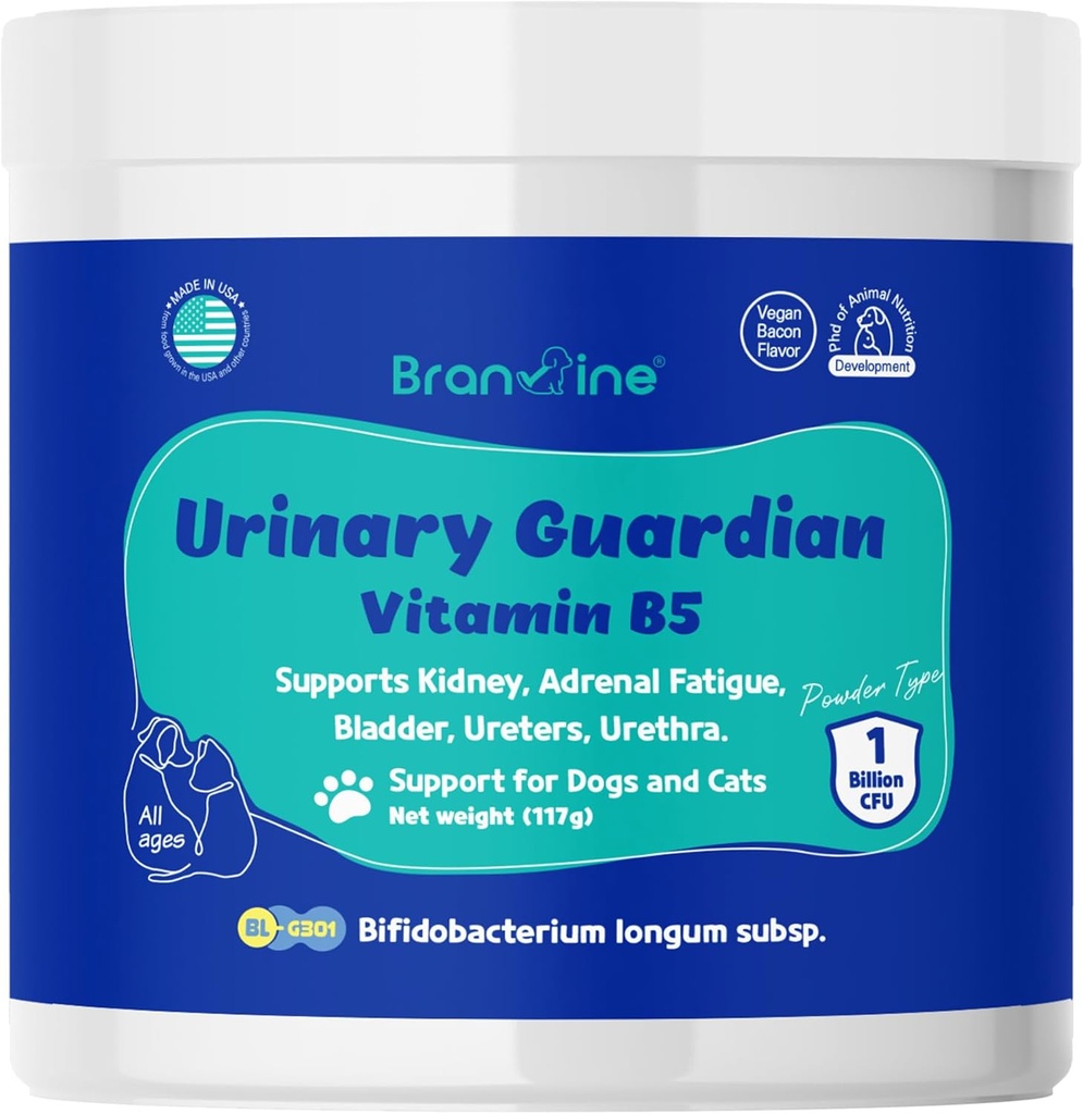 Urinary Guardian for Dogs and Cats - Stöder njure, Adrenal Fatigue, Bladder, Urethers, Urethra, Vegan Bacon Flavor (117g) (Vitamin B5)