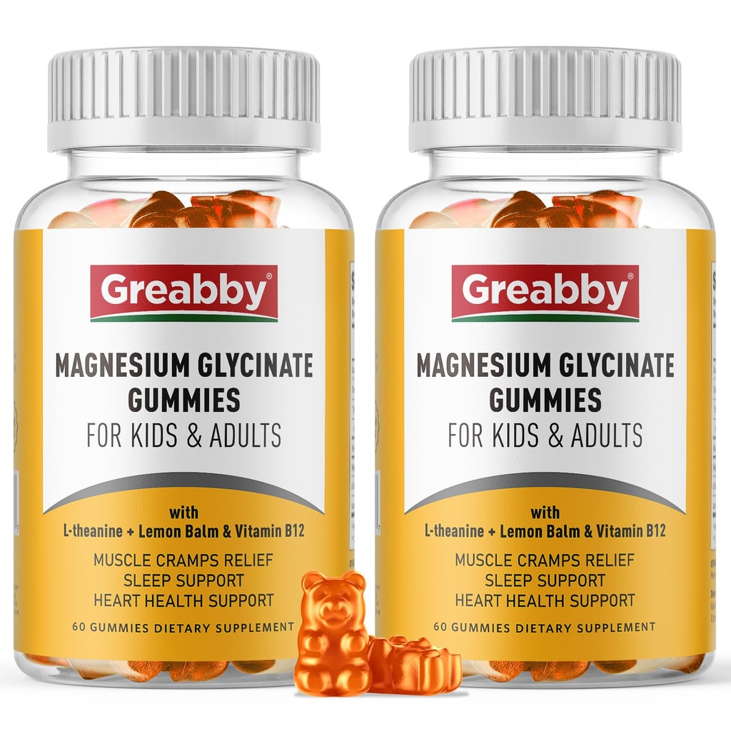 Magnesium Glycinate Gummies för barn och vuxna - Magnesium Glycinate 300mg Chewable Supplement - Främjar sömn, muskel, avkoppling (120räkning)