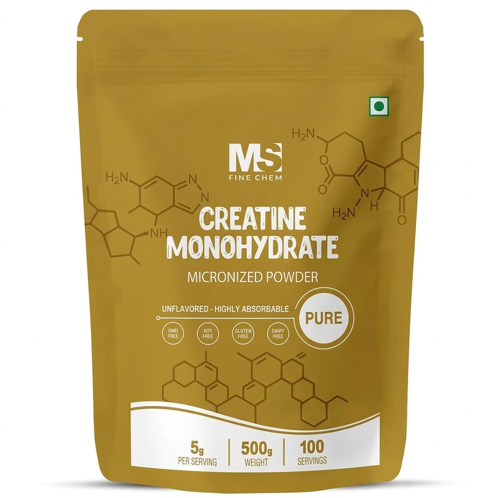 Instant Creatiini Monohydraatti Powder 500 Grams (1, 1 Lb), 5000 mg per Serv, Micronized Creatiini Powder, Ei makua, puhdas, Ei täytettä, Keto & Vegan, Helppo liuottaa Pre workout naisille ja miehille