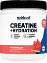 Nutricost Kreatiini Monohydraatti + nesteytys Vesimeloni Maustettu (30 tarjoilua) - 7 vitamiinit & mineraalit, 5000 mg Creatiini per tarjoilu