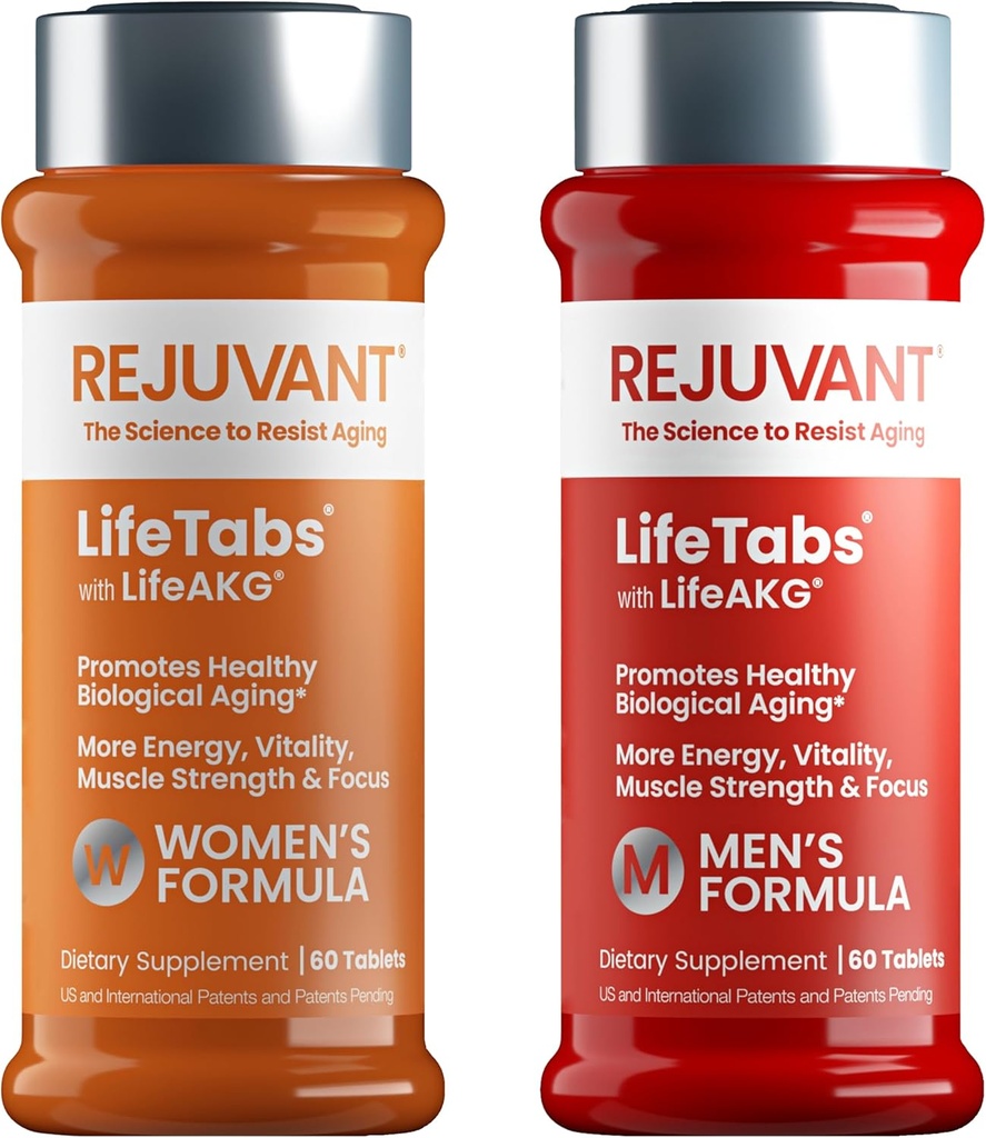Rejuvant Män & Kvinnors AKG Longevity Supplement - 2 Pack (1 Män + 1 Kvinnor) 1000MG 98% Pure Calcium Alpha-Ketoglutarate - Patented Sustained-Release Formel för Cellular Repair & Vitality