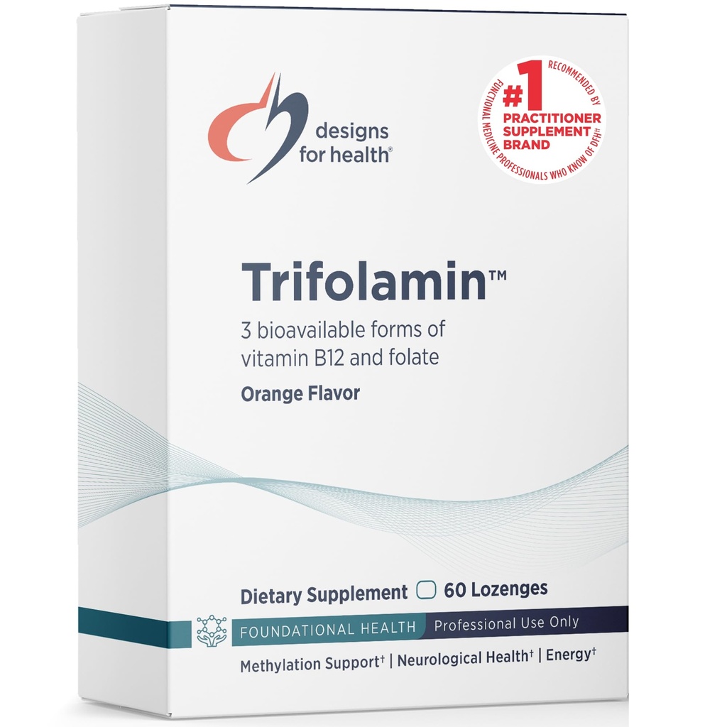 Designs for Health Trifolamin B12 + Folate Lozenges - 3000 mcg B12 (kolme lomaketta) + MTHF Methylfolate Supplement - Delicious Orange Flavor, Fast-solve Tabletit (60 Lozenges)