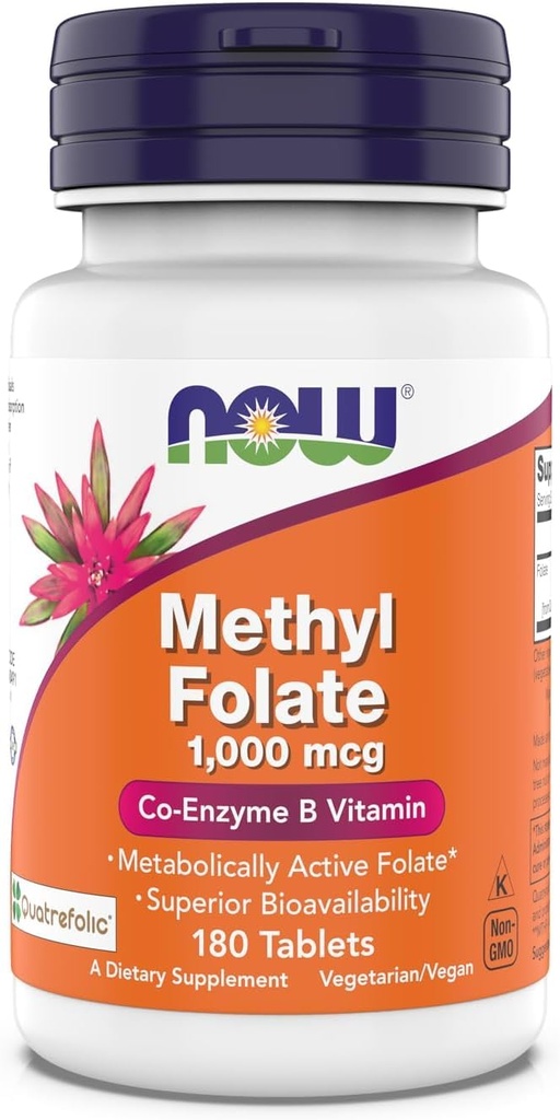 Lisäravinteet, Metyylifosaatti 1000 mikrog, Metabolisesti aktiivinen folaatti*, Co-Enzyme B-vitamiini, 180 tablettia