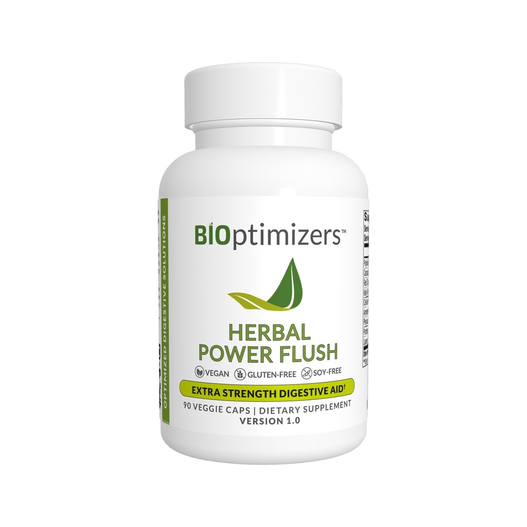 BIOptimizers Herbal Power Flush - Extra Strength Digestive Cleanse - Eliminera gifter Förbättra tarmdigestion - Bloating Discomfort Relief för vuxna - 90 kapslar