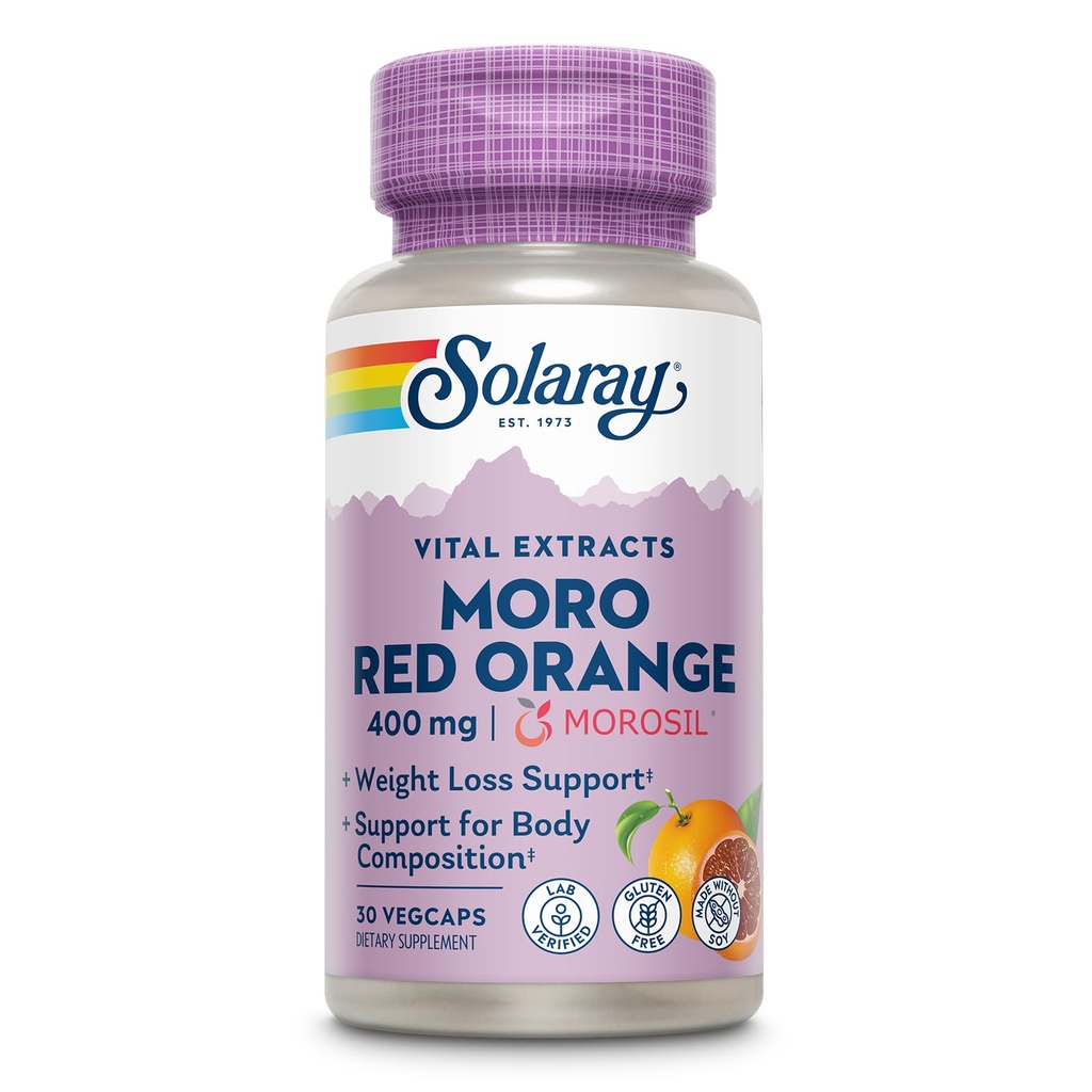 SOLARAY Moro Red Orange - Morosil laihtuminen täydentää naisille ja miehille - Kliinisesti tutkittu veren oranssi uute - kehon koostumus, laihtuminen tuki, Gluteeniton, 60 päivän takuu, 30 VegCaps