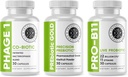 Intestinal Fortitude Gut Health Supplement Bundle - PREbiotic Gold, PRO-B11, Phage 1 - w / Gold Kiwifruit Pectin, SCFAs och 22 miljarder CFU för Microbiome Support, Gluten, Soy och Dairy-Free Capsules