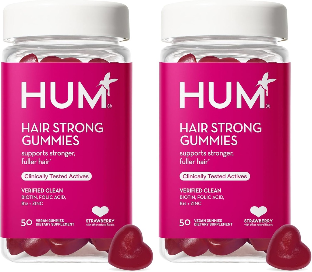HUM hiukset vahva - päivittäin Gummies Biotiini parantaa hiusten kasvua - Fo Ti, Foolihappo, Sinkki, B12-vitamiini & PABA tukea terveitä hiuksia, ihoa ja kynnet naisille ja miehille (50 päivän toimitus)