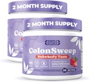 ColonSweep - Strawberry Flavored Probiootti Psyllium Husk Powder Colon Cleanser,7,8 oz. Kuitu täydentää Tuki Gut Health - Puhdistus turpoamiseen Relief & Detox- 30 Servings (Pack of 2)