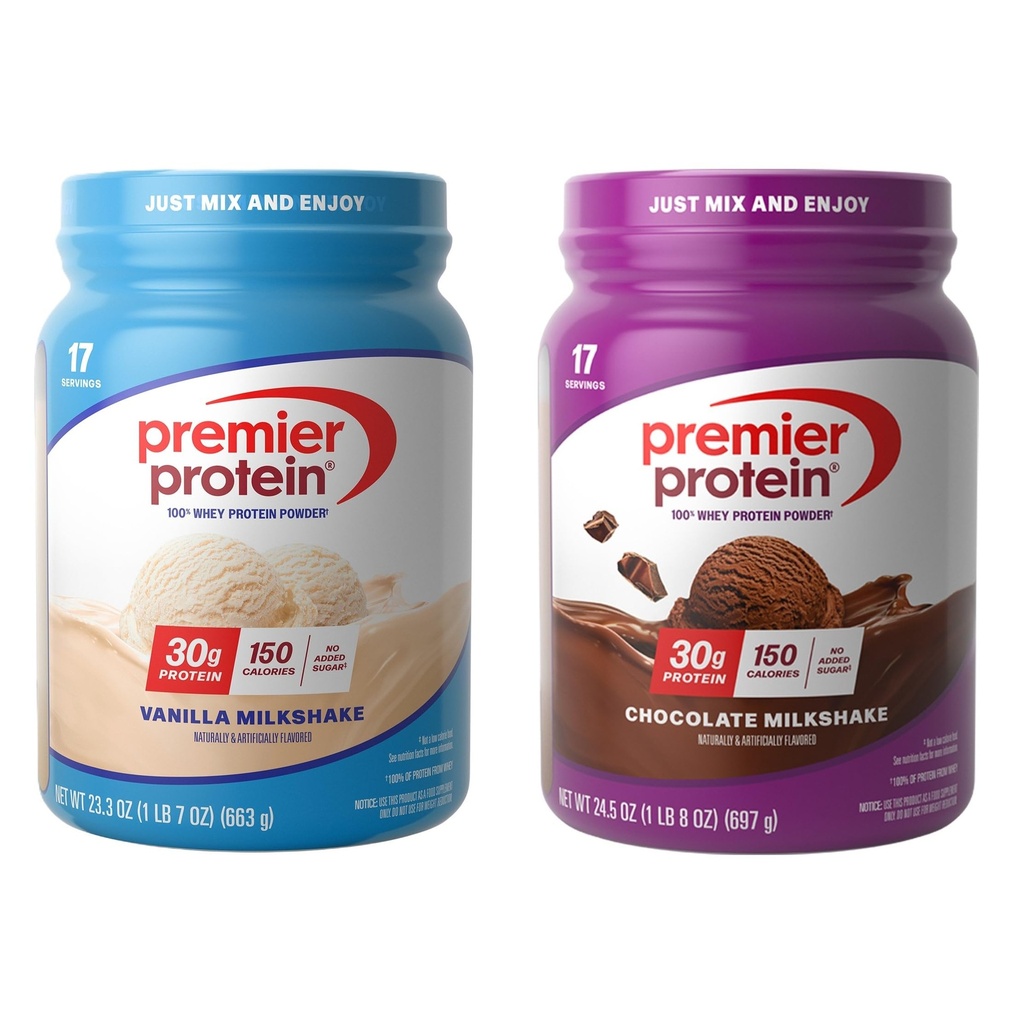 Premier-proteiinin Bundle 100% Whey Powder Tubs, Chocolate Milkshake + Vanilla Milkshake