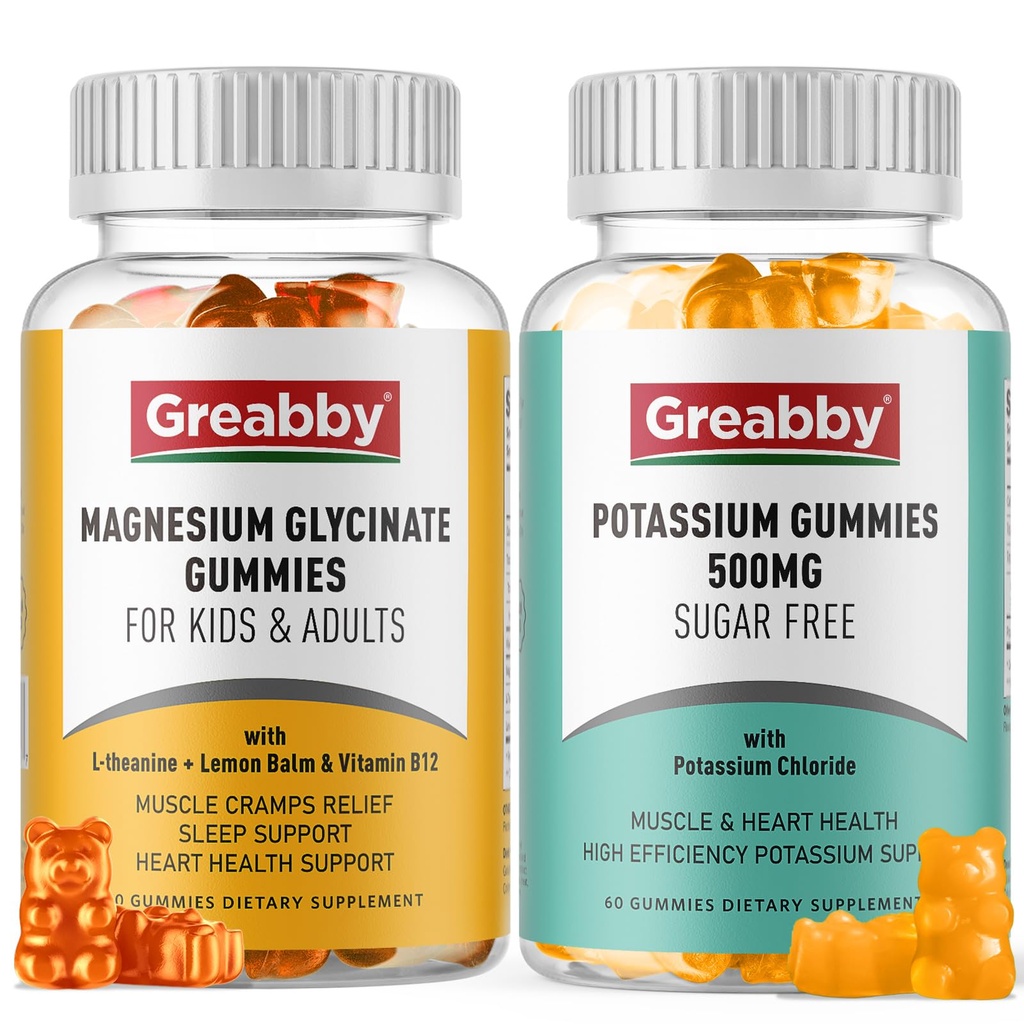 Kalium Magnesium Gummies, kaliumkloridi 500 mg, magnesium Glycinate 300 mg, Mineraalilisät perheen