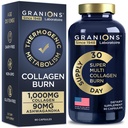 Granions Thermogenic Hydrolysed Collagen Burn - Hyaluronihappo, C-vitamiini - Selluliitti puolustus ja dermal korjaus Multi Collagen Peptides kapselit naisille ja miehille - 90 pillereitä