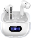 Langattomat korvakorut P1 PRO, kuulokkeet langaton Bluetooth kuulokkeet selkeä puhelu Mics korvanuket, mukava Fit, IPX7 vedenpitävä pitkä paristoelämä, 30H Leikkiaika urheiluharjoittelu