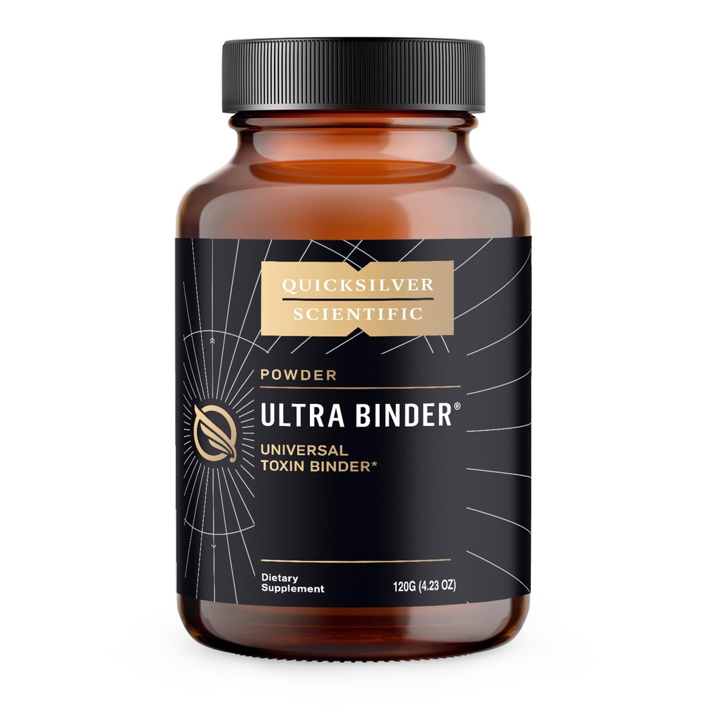 Quicksilver Scientific Ultra Binder Powder - Multi Toxin Binder med Bentonite Clay Powder, Zeolite Detox & Charcoal - Tillägg för Gut Support & The Body's Toxin Removal Process (120g)