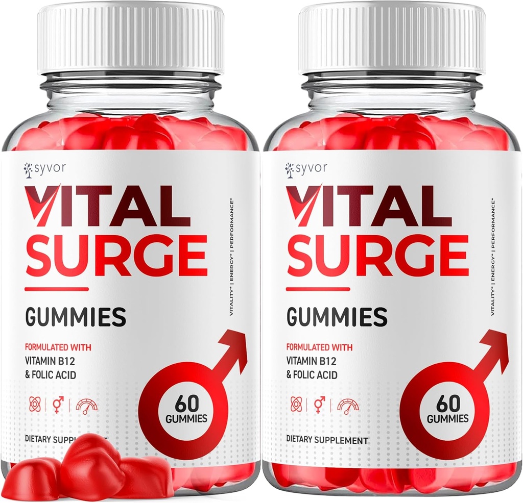 (2 Pack) Vital Surge Gummies, officiell Vital Surge Maximum Strength 1000MG Advanced Supplement Gummies, VitalSurge Mens Detox Supplement, Vitasurge Gomitas Chews med naturliga ingredienser (120 Gummies)
