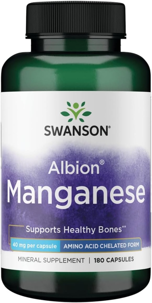 Swanson Albion Chelated Manganese Glycinate 40 Milligram 180 kapslar
