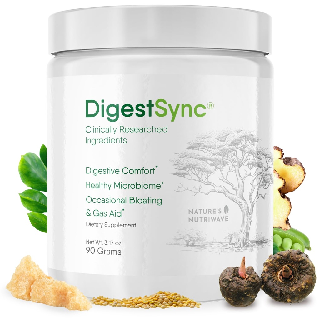 DigestSync Digestion supplement for Gut Health - Natural Powder for Dgestive Support, turvotus Relief for Women & Men, 100% Natural Green Powder - 1 kuukausi tarjonta