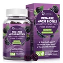 Migcopat Pre Post Probiootit Gummiet, Probiootti Prebiootti Postbiootti Digestiivinen Entsyymit kuitu, 120 miljardia PMY Probiootit Complete Gut Support, Sokeriton, Vegan, BlackBerry Flavor, 60 Cts