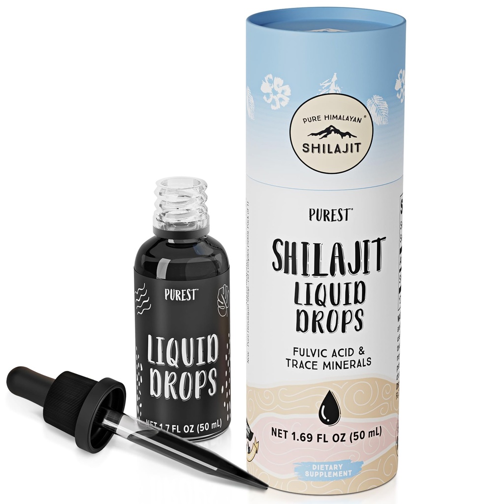 Rena Himalayan Shilajit ® flytande droppar - Den renaste formen av Shilajit, 99,9% Absorption för immunstöd, energiökning, anti-aging - Natural Trace Minerals & Fulvic Acid (50ml)