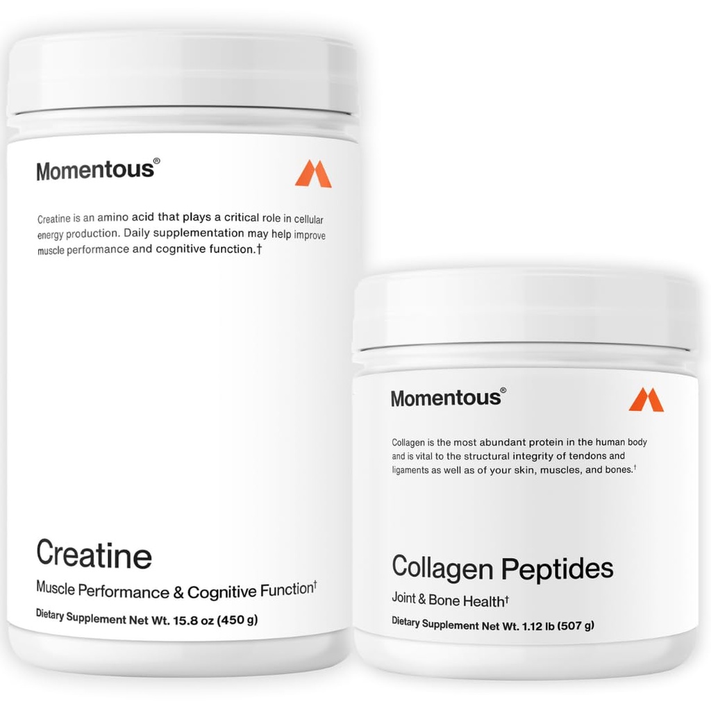 Hetkellinen kreatiini Monohydraatti Powder & Grass-Fed Collagen Peptides Powder Stack - Tukee Vahvuus, Lean Lihas, & Recovery - FORTIGEL & C-vitamiini hiukset, iho, kynnet, ja yhteinen terveystuki