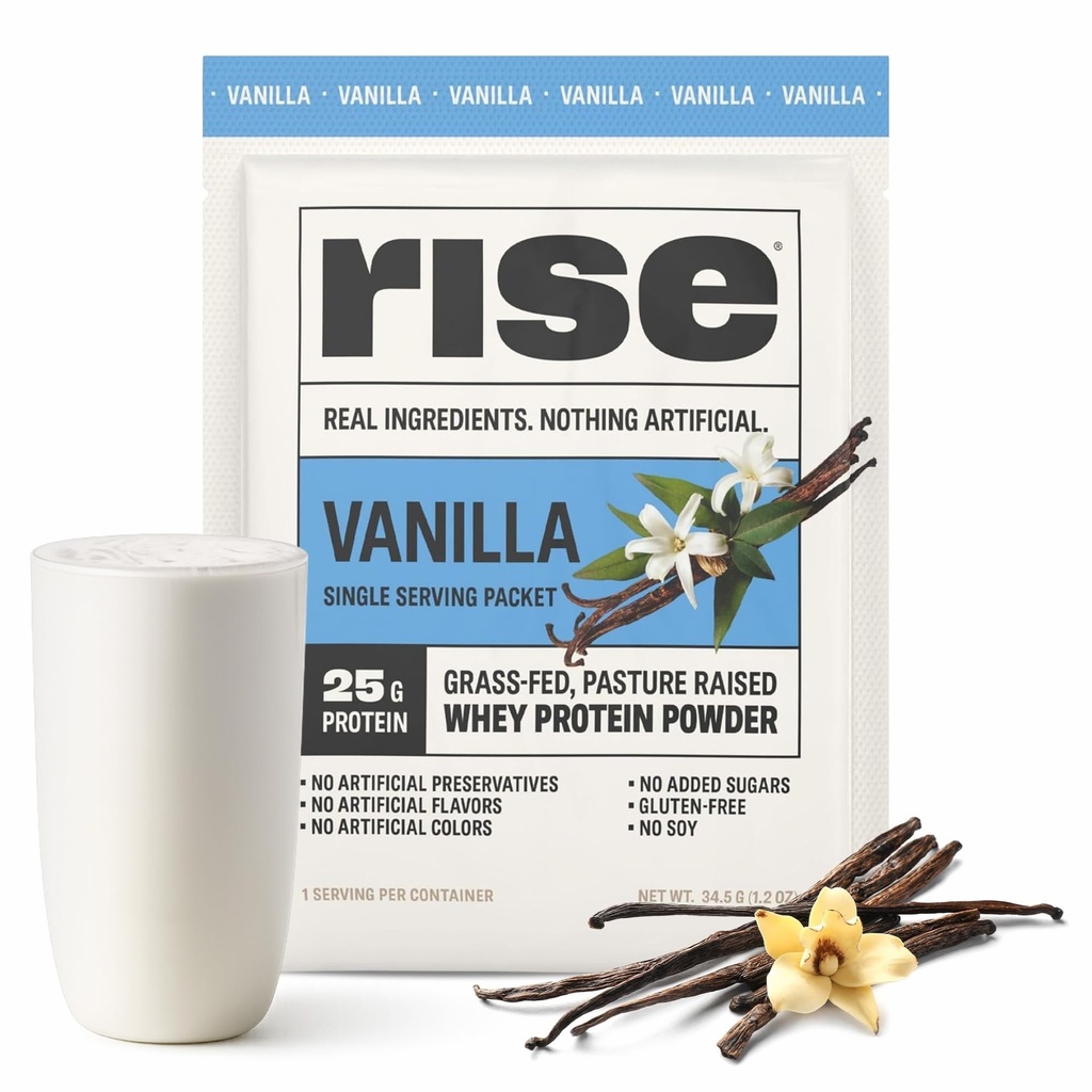 Nouse Grass-Fed Whey Protein Powder - Vanilja 25g Protein Ei keinotekoisia makuja, värejä tai säilöntäaineita - Sokeriton, Gluteeniton, soijaton (Single Serving, 1 Pack)
